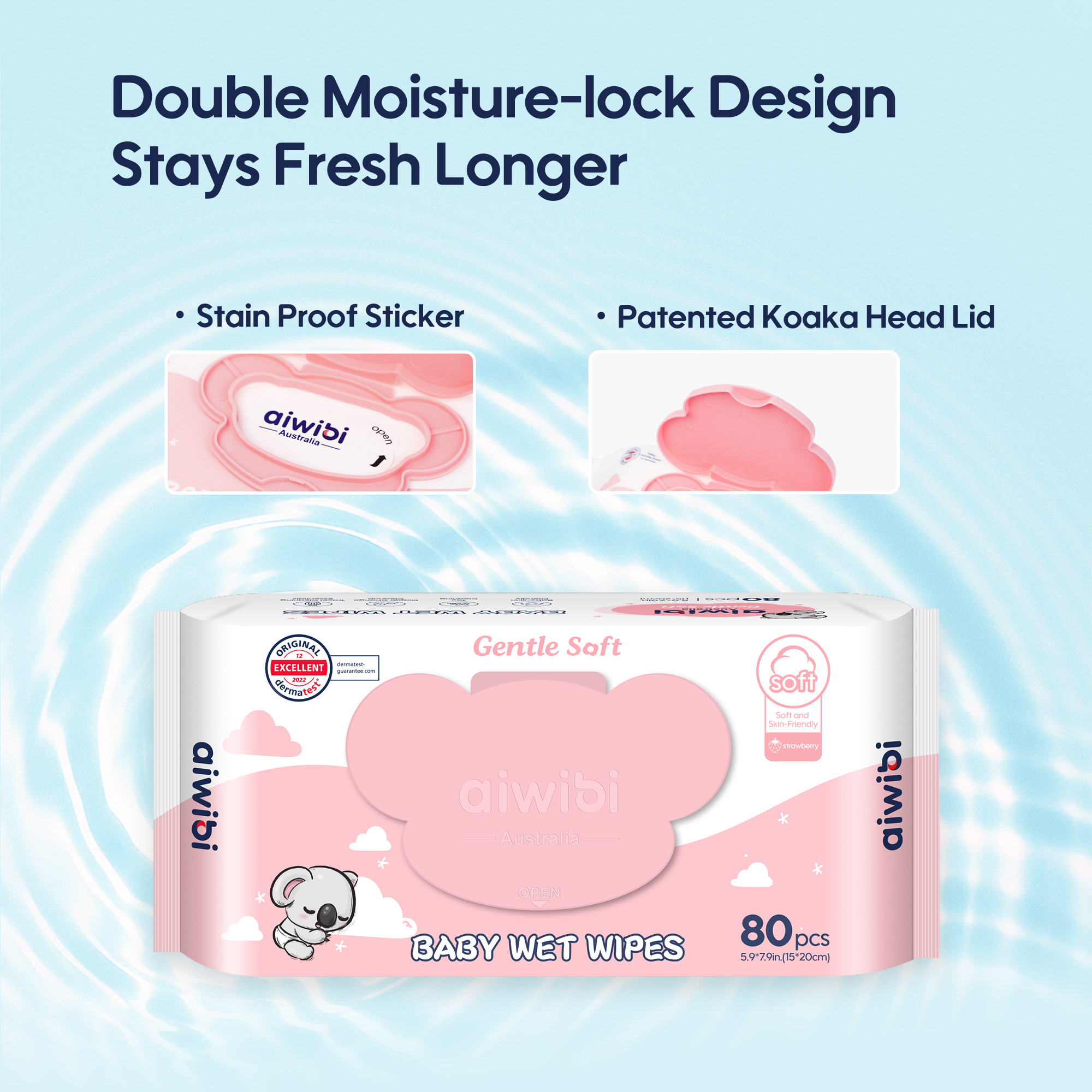 Lingettes douces pour bébé （80 lingettes * Couvercle Koala）