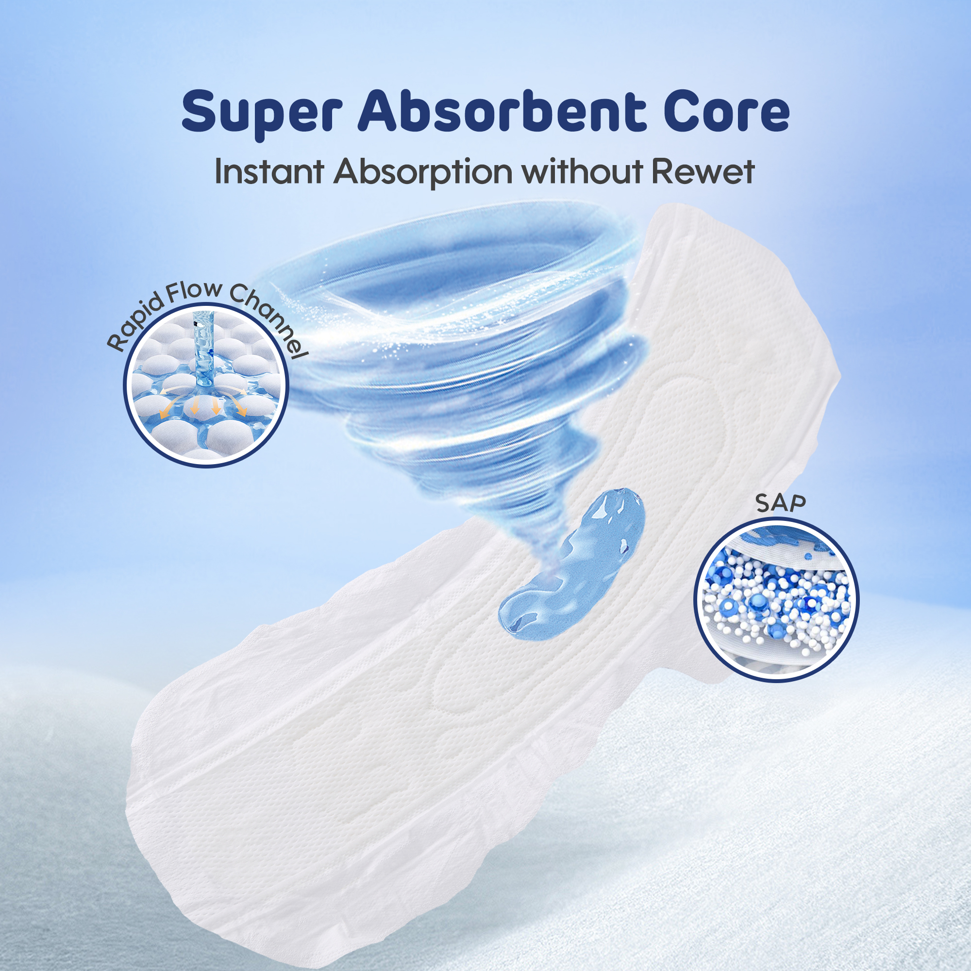 Serviettes Hygiéniques (pâte de bois * 420mm de 6 serviettes)