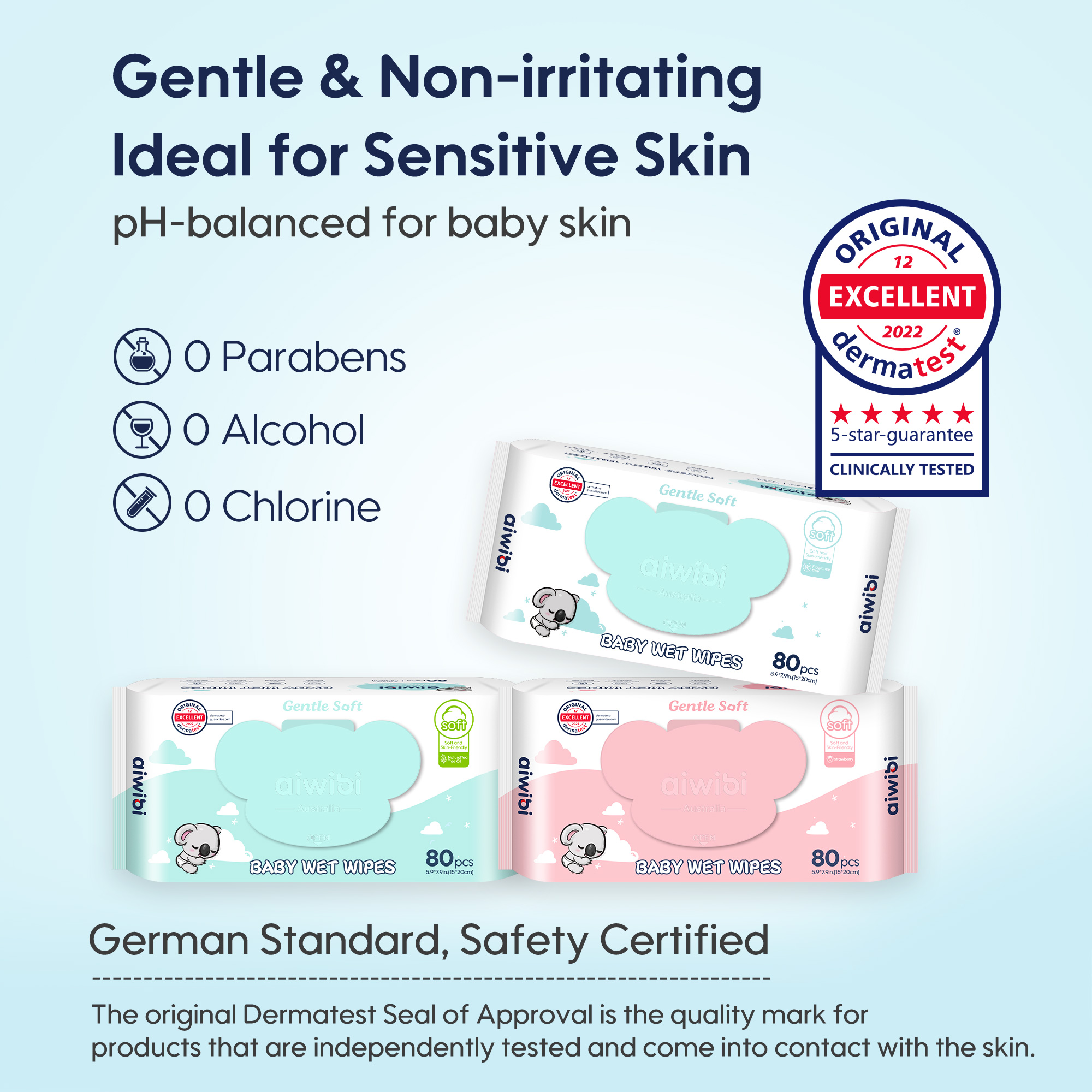 Lingettes douces pour bébé （80 lingettes * Couvercle Koala）