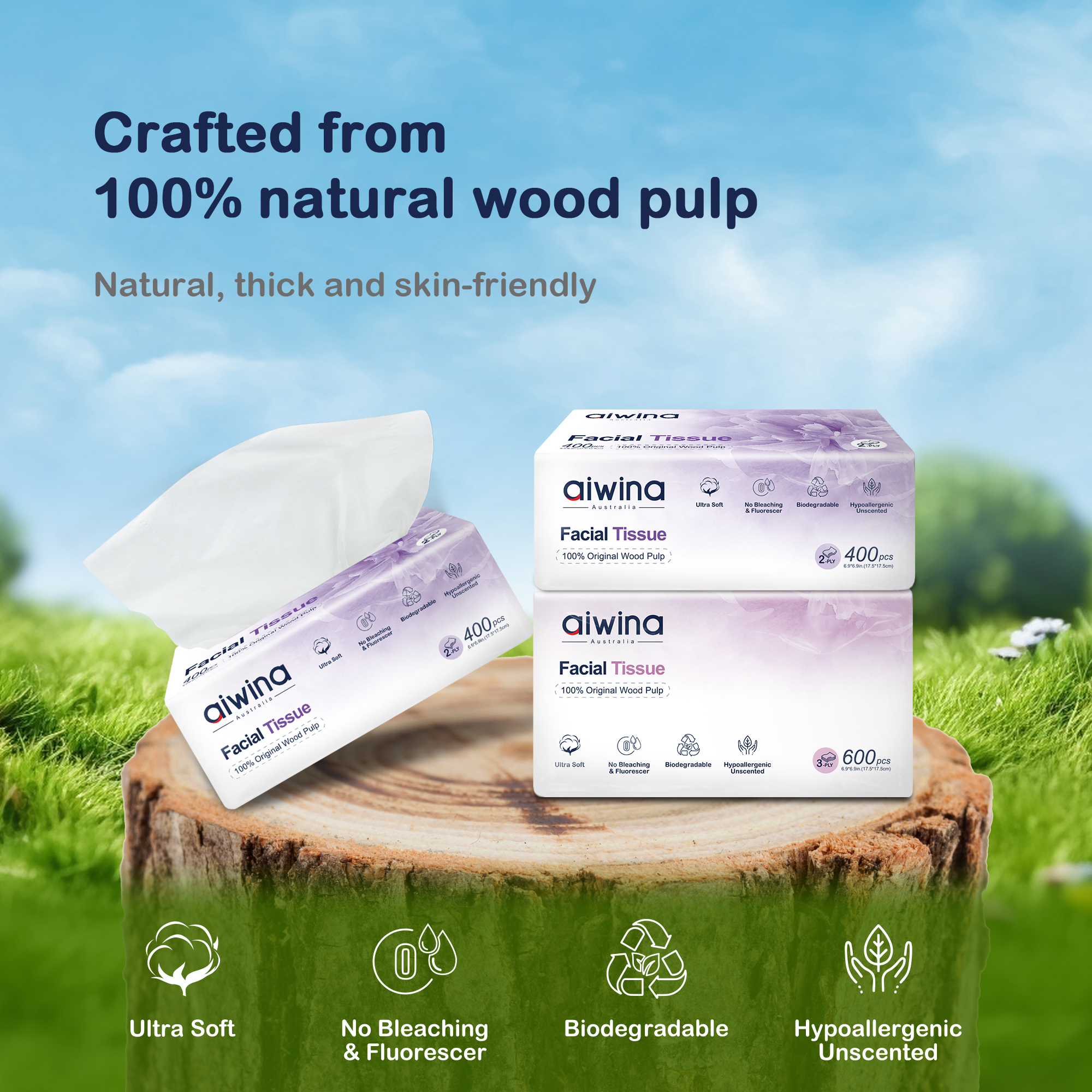 Mouchoirs en emballage souple (14*18cm * 200 tirages)