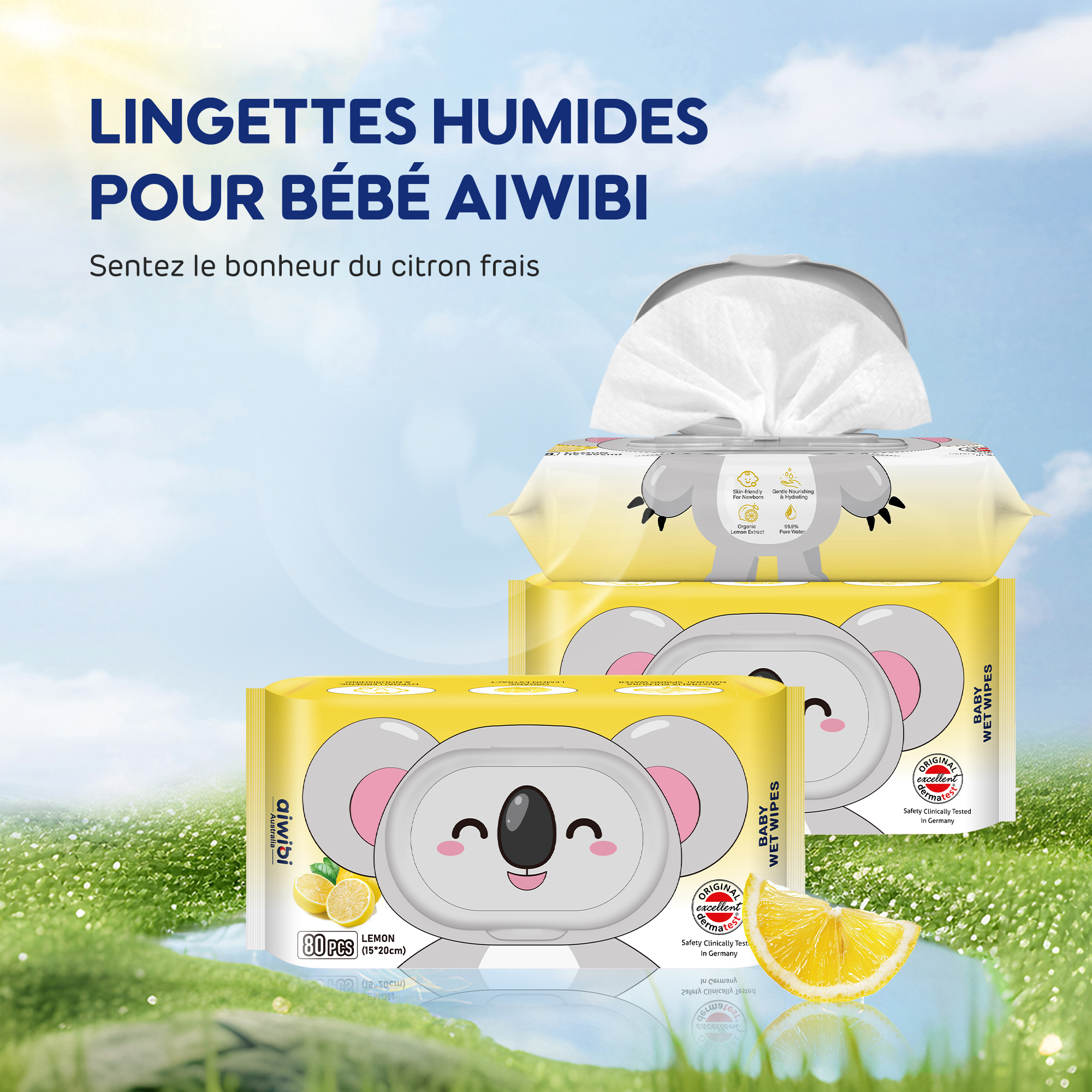 Lingettes parfumées pour bébé (80 lingettes)