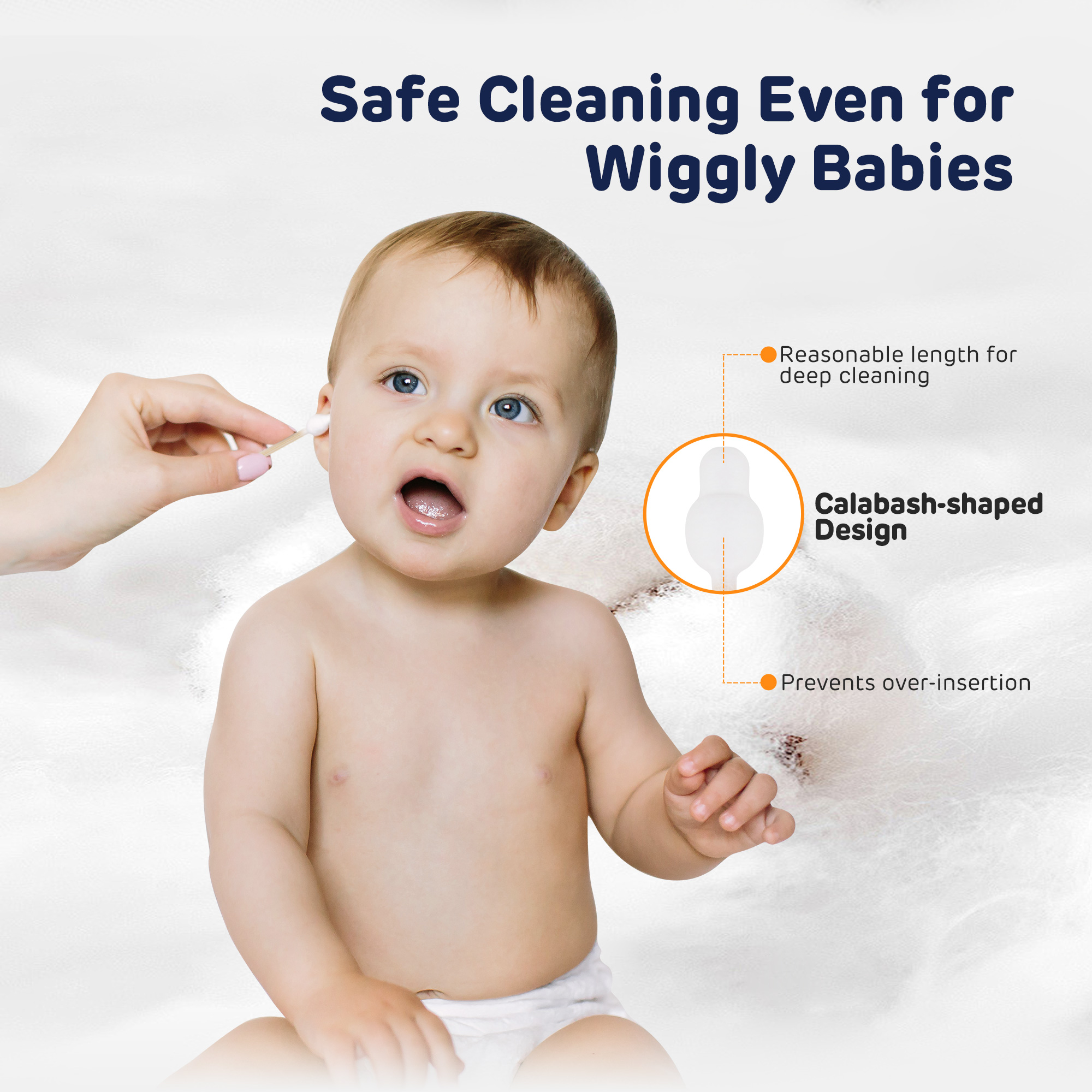 Coton-tige pour bébé (100 pièces de la forme calebasse)