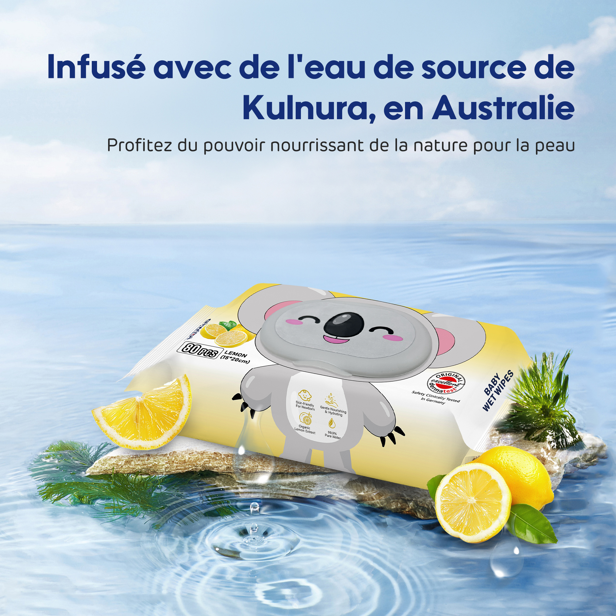 Lingettes parfumées pour bébé (80 lingettes)