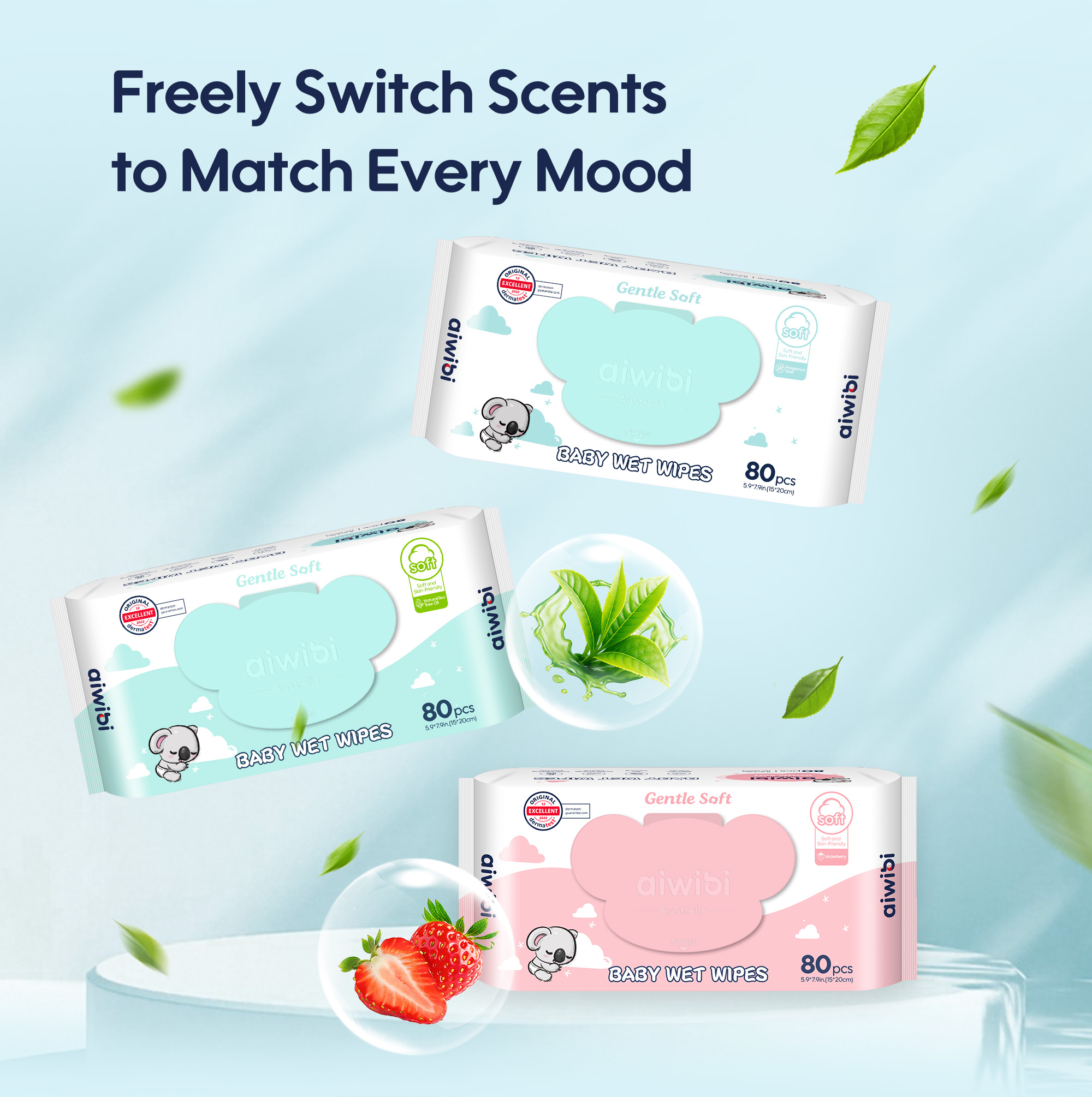 Lingettes douces pour bébé （80 lingettes * Couvercle Koala）