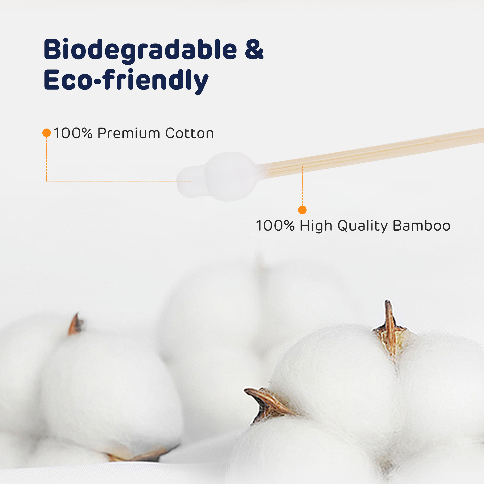 Coton-tige pour bébé (100 pièces de la forme calebasse)