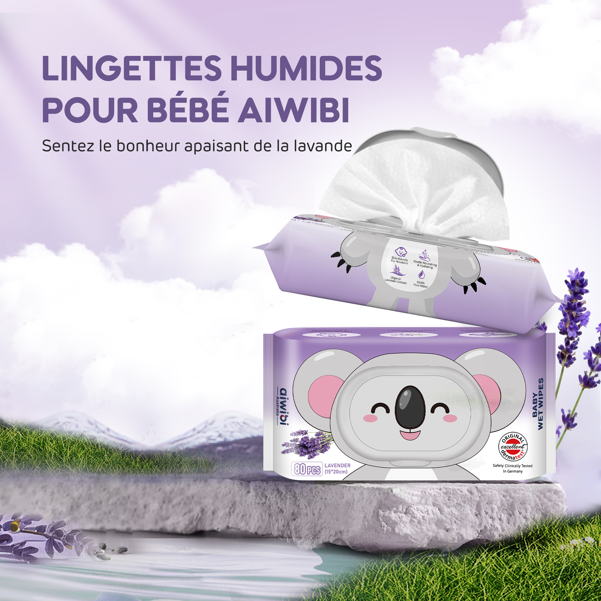 Lingettes parfumées pour bébé (80 lingettes)