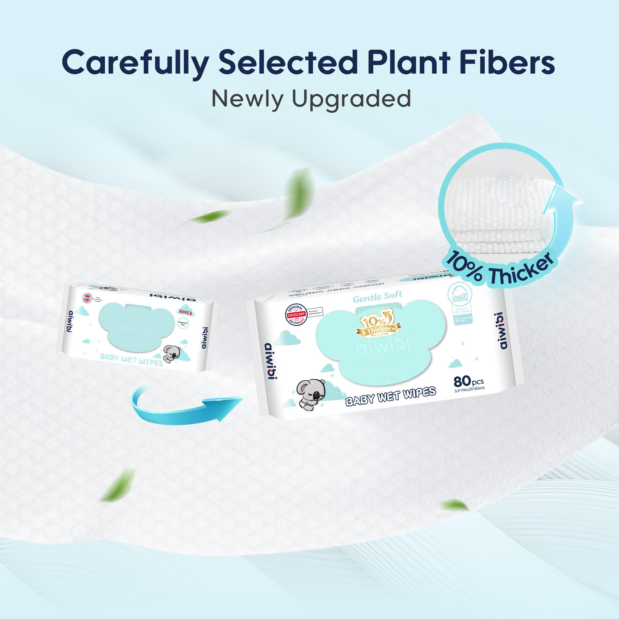 Lingettes douces pour bébé （80 lingettes * Couvercle Koala）