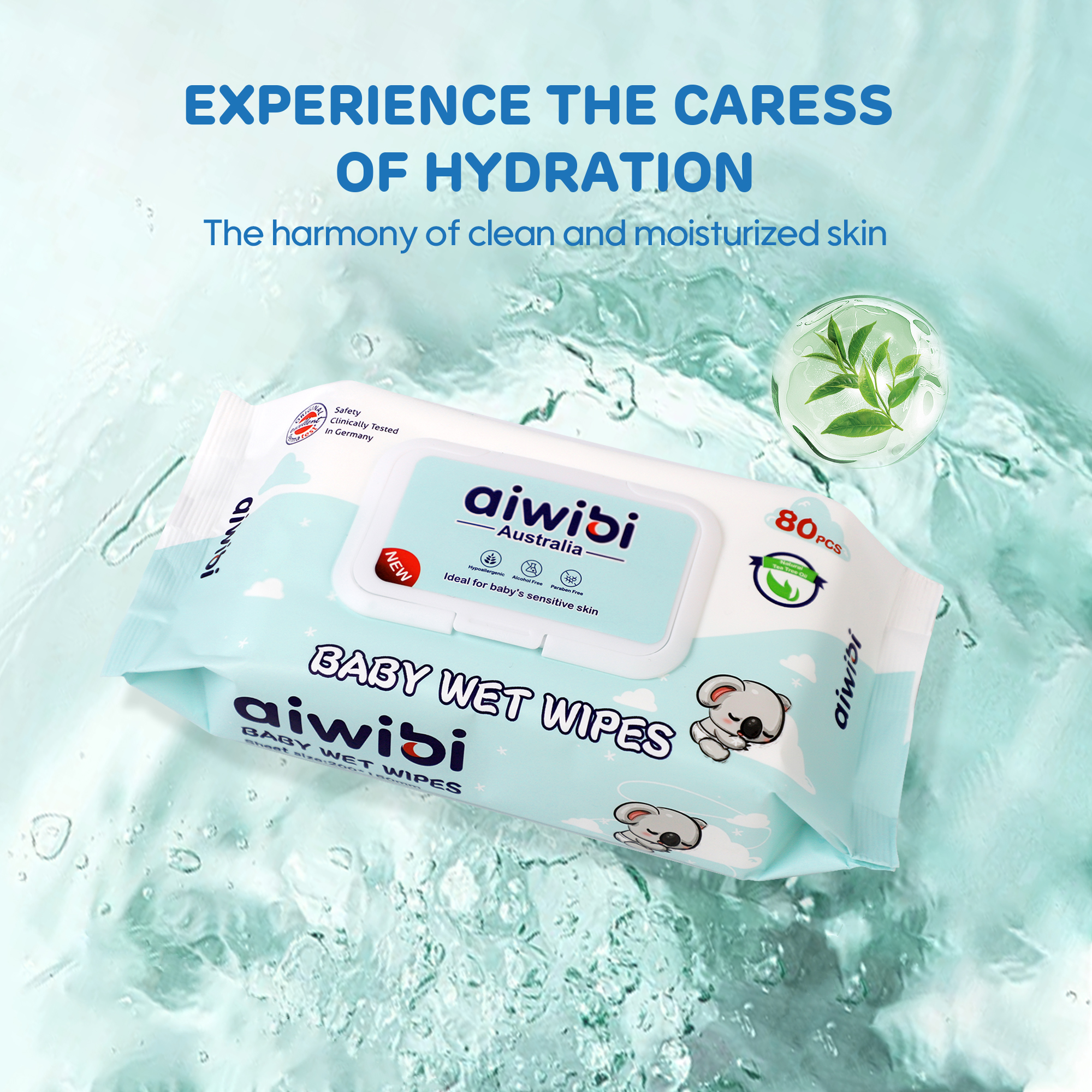 Lingettes douces pour bébé （80 lingettes * Couvercle Rectangulaire）