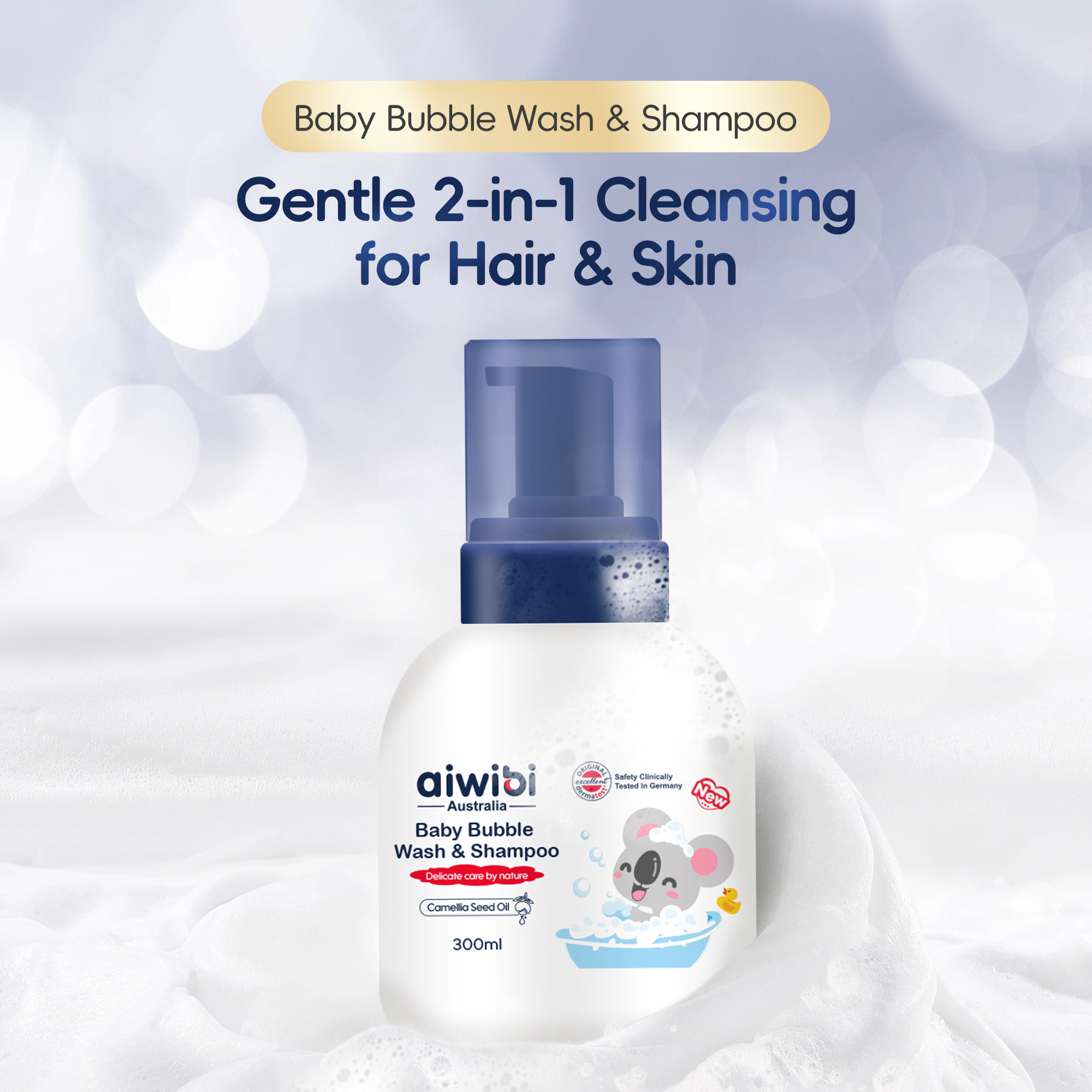 Mousse de douche et shampoing pour bébé (300ml)